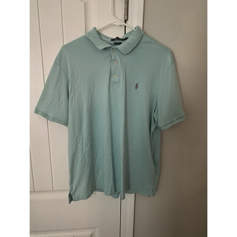 Polo Ralph‎ Lauren Men's Classic Fit Polo Shirt Size L Aqua Blue Green Pony Logo